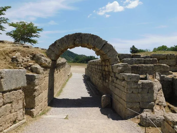 Entrance Ancient Stadium Olympia Olympic Games Were Held — Stok fotoğraf