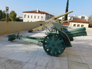 February 2019, Athens, Greece. An old, 1914, Czech, Skoda 100mm field gun