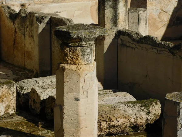 Колонна Руинах Древнего Века Фефеса Городе Мегара Греция — стоковое фото