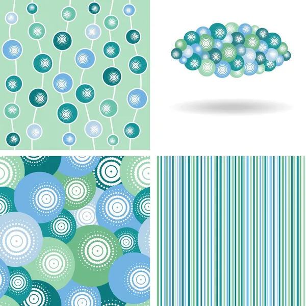 Set of winter seamless patterns and decor elements — Stock Vector