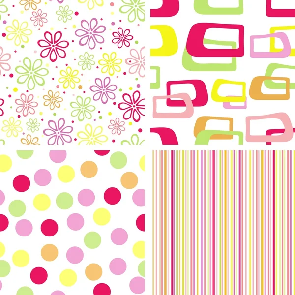 Set of summer seamless pattern — Stock Vector