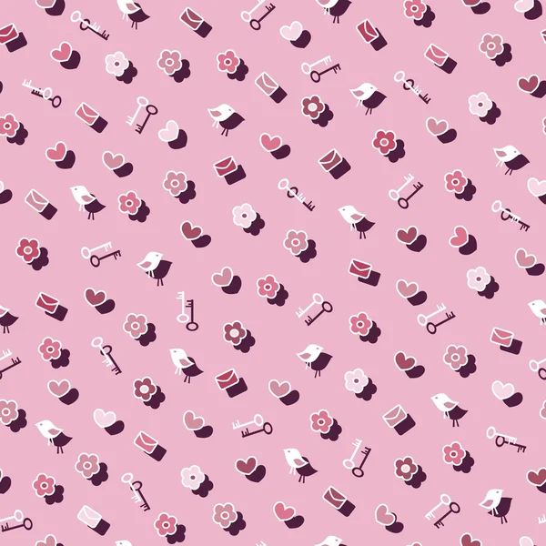 Carino modello senza cuciture rosa, illustrazione vettoriale — Vettoriale Stock