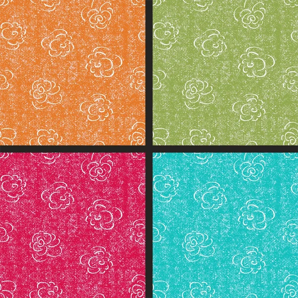 Set of rose seamless retro patterns — Stock Vector