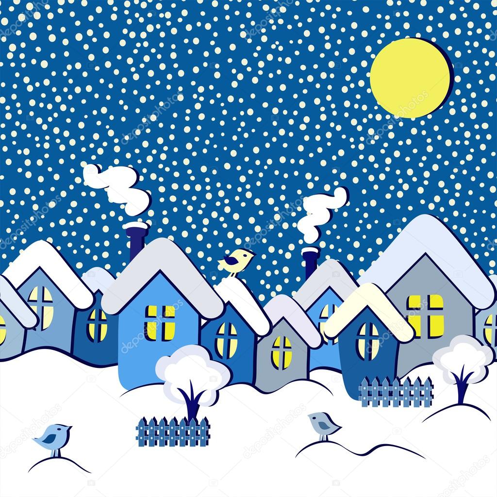 Winter fairytale seamless card, vector illustration