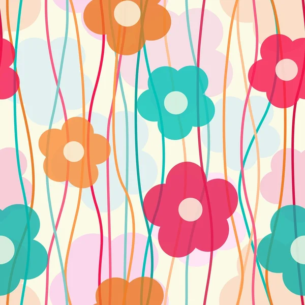 カラフルな花パターン、ベクトル イラスト — ストックベクタ