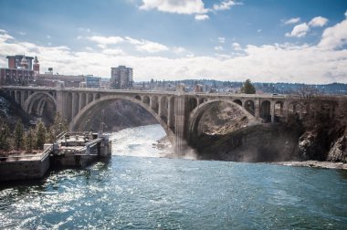 Spokane Washington Bridges And Waterfall clipart