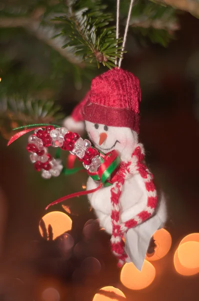 Arbre de Noël ornement bonhomme de neige — Photo