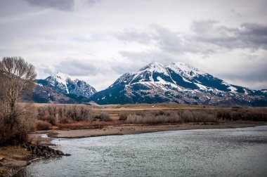 Rocky Mountains by the Yellowstone River clipart