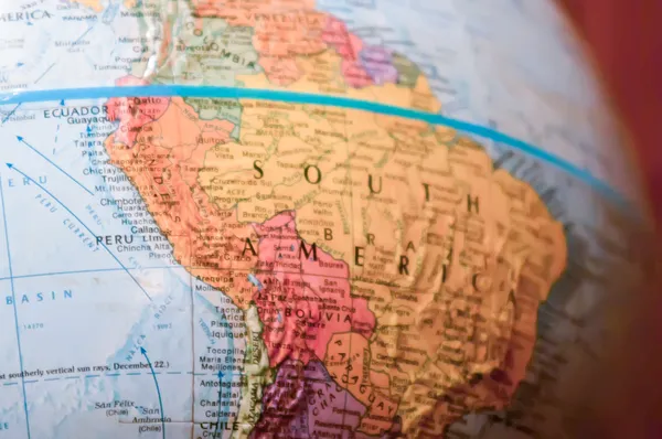 Part of a globe with map of South America — Stock Photo, Image