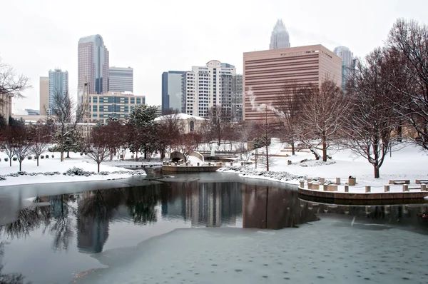 Charlotte panoramę w śniegu — Zdjęcie stockowe