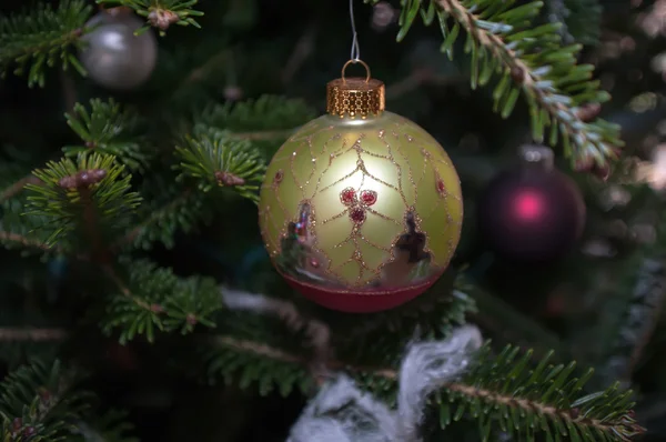 Christmas toy decoration on christmas tree — Stock Photo, Image