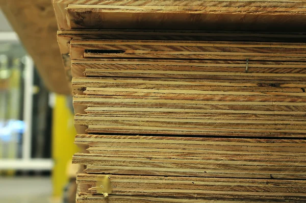 Edge of stack of plywood — Stock Photo, Image