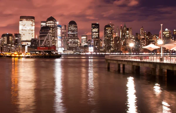 Skyline di New York City a Night Lights, Midtown Manhattan — Foto Stock