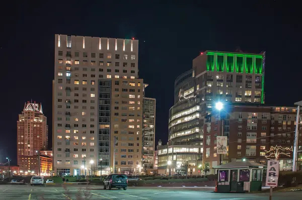 Providence, rhode island Panorama v noci — Stock fotografie