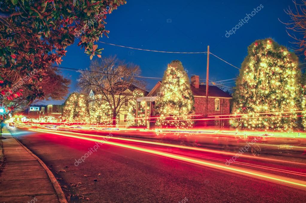 Christmas town streets decorated for holidays — Stock Photo © digidream