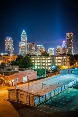 Charlotte City Skyline night scene clipart