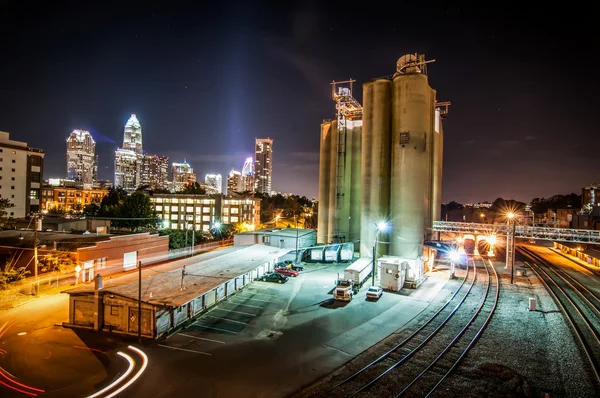 Charlotte City Scène de nuit Skyline — Photo