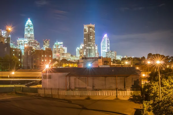 Charlotte City Scène de nuit Skyline — Photo