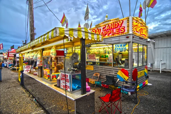 Fair Corn Dogs, part of the midway at state fair — Stock Photo, Image