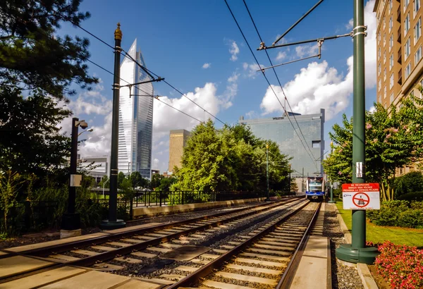 Charlotte north carolina light rail transportation moving system — Stock Photo, Image