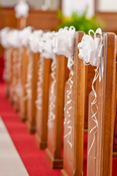 Church isles decorated for wedding event — Stock Photo, Image