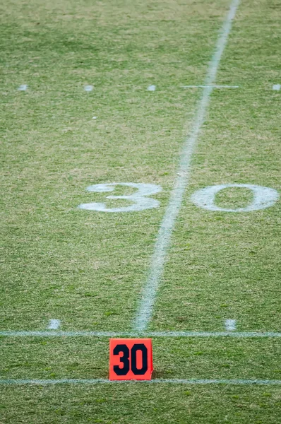 Football field 30 twenty yard line marke — Stock Photo, Image