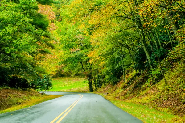 Blue Ridge Parkway en otoño después de una lluvia — Foto de Stock