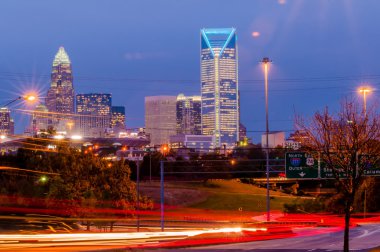Charlotte şehir manzarası, gece
