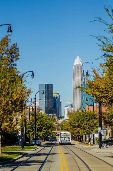 Charlotte city skyline autumn season — Stock Photo, Image