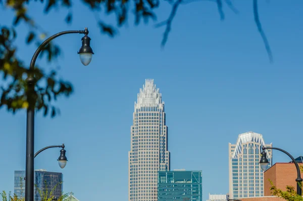 Charlotte city skyline autumn season — Stock Photo, Image