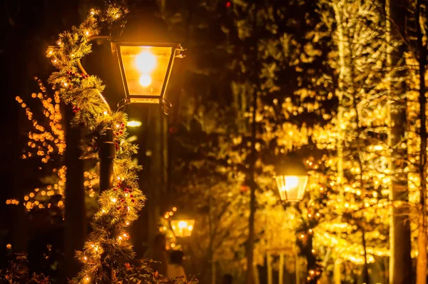 Street lights decorated for christmas — Stock Photo, Image