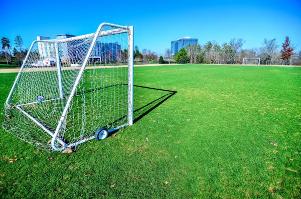 Soccer field on a sunny day in a Public Park — Stock Photo, Image