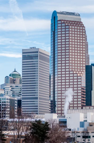 Charlotte nc skyline covered in snow in january 2014 — Stock Photo, Image