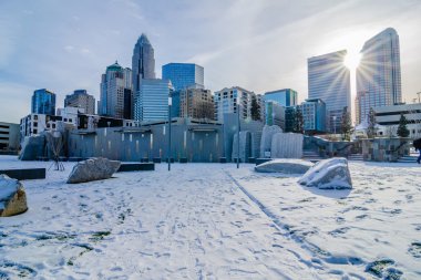 Charlotte North Carolina 'nın ender kış manzarası