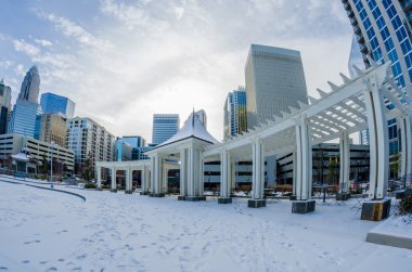 Charlotte North Carolina 'nın ender kış manzarası