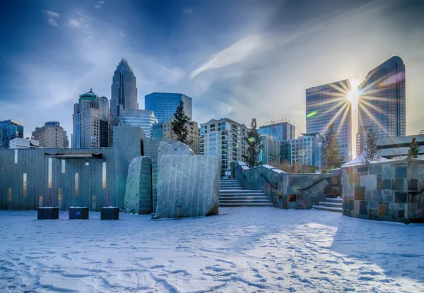 Cenário de inverno raro em torno de charlotte carolina do norte — Fotografia de Stock