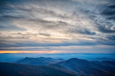 sunset view over blue ridge mountains clipart