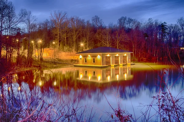 Fire department rescue building on water — Stock Photo, Image