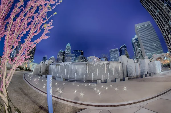 Charlotte skyline im romare barden park und bbt ritter basebal — Stockfoto