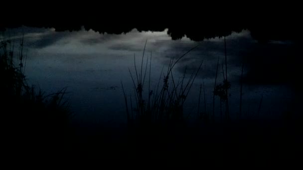 På en avlägsen lake före solnedgången — Stockvideo
