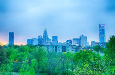 Charlotte skyline sabah erken güneş doğmadan önce