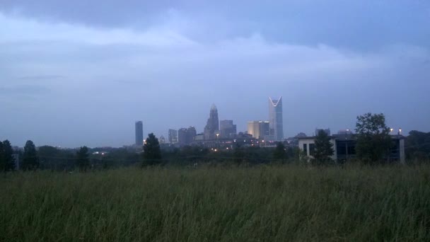 Evening timelapse with thunderstorm clouds over charlotte nc — Stock Video