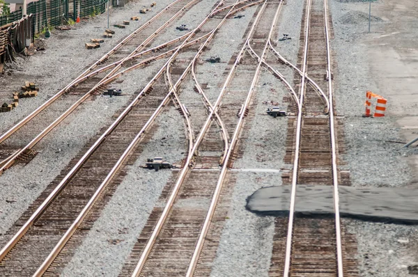 Pełna rama tory kolejowe — Zdjęcie stockowe