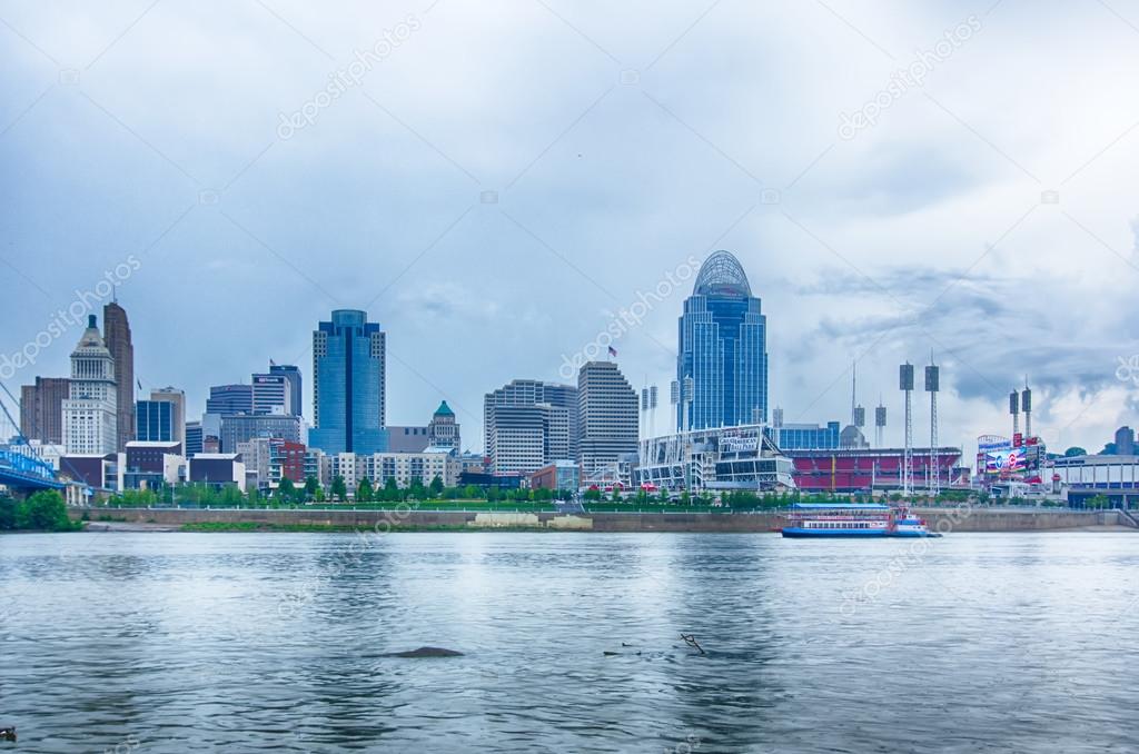 Cincinnati skyline. Image of Cincinnati skyline and historic Joh