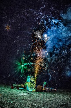 Fireworks, evde bir driveway