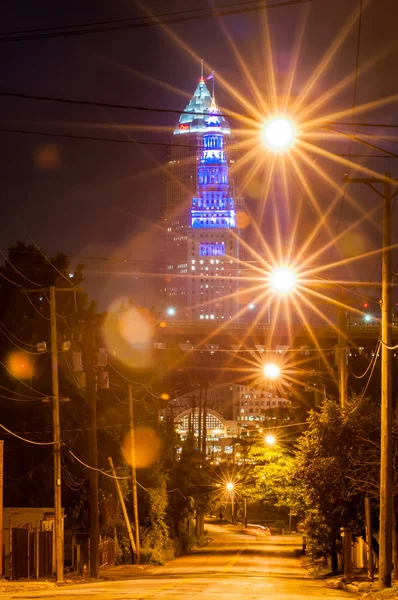 Cleveland centro da cidade em dia nublado — Fotografia de Stock