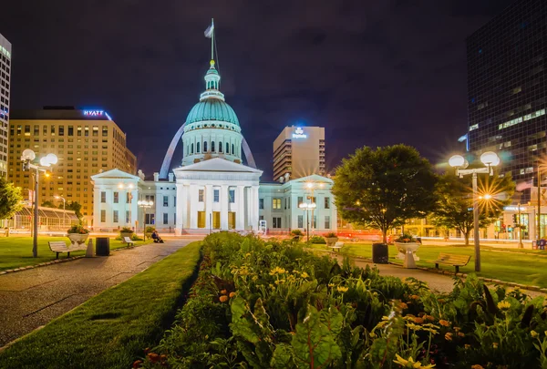 St. Louis downtown skyline buildings at night — Stock Photo, Image