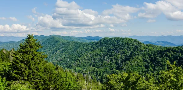 Eine weite Sicht auf die rauchigen Berge vom Gipfel des clingma — Stockfoto