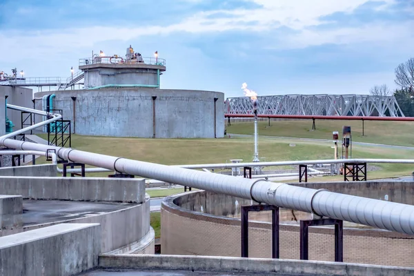 Typical Day Large Wastewater Treatment Plan Facility — Stock Photo, Image