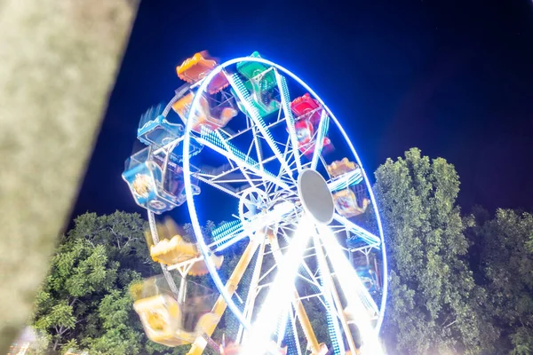 Ferris Wielverlichting Kermis Nachts — Stockfoto